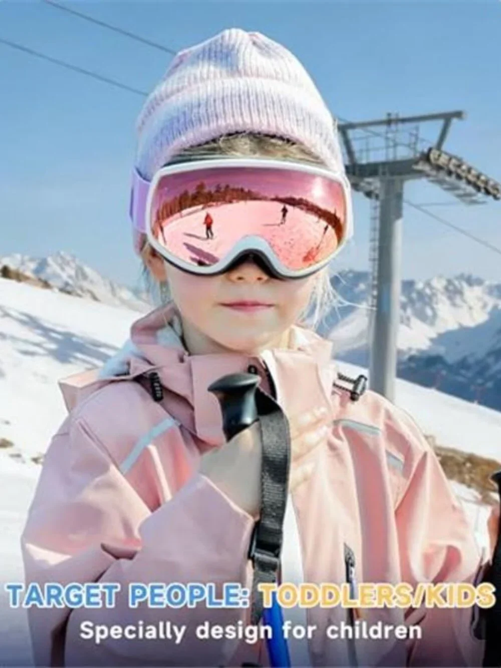 Kids Ski Goggles Anti Fog UV400 Snowboard Goggles Helmet Compatible